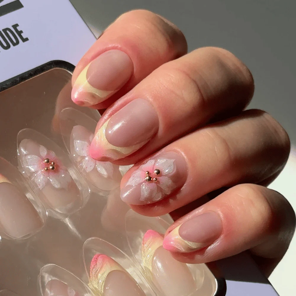 Blossom crush Almond 3D NAILDZ Softgel Press On Nails (inkl. Klebesticker & Nagelkleber) - Image 2