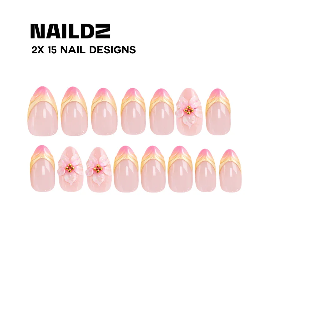 Blossom crush Almond 3D NAILDZ Softgel Press On Nails (inkl. Klebesticker & Nagelkleber) - Image 5