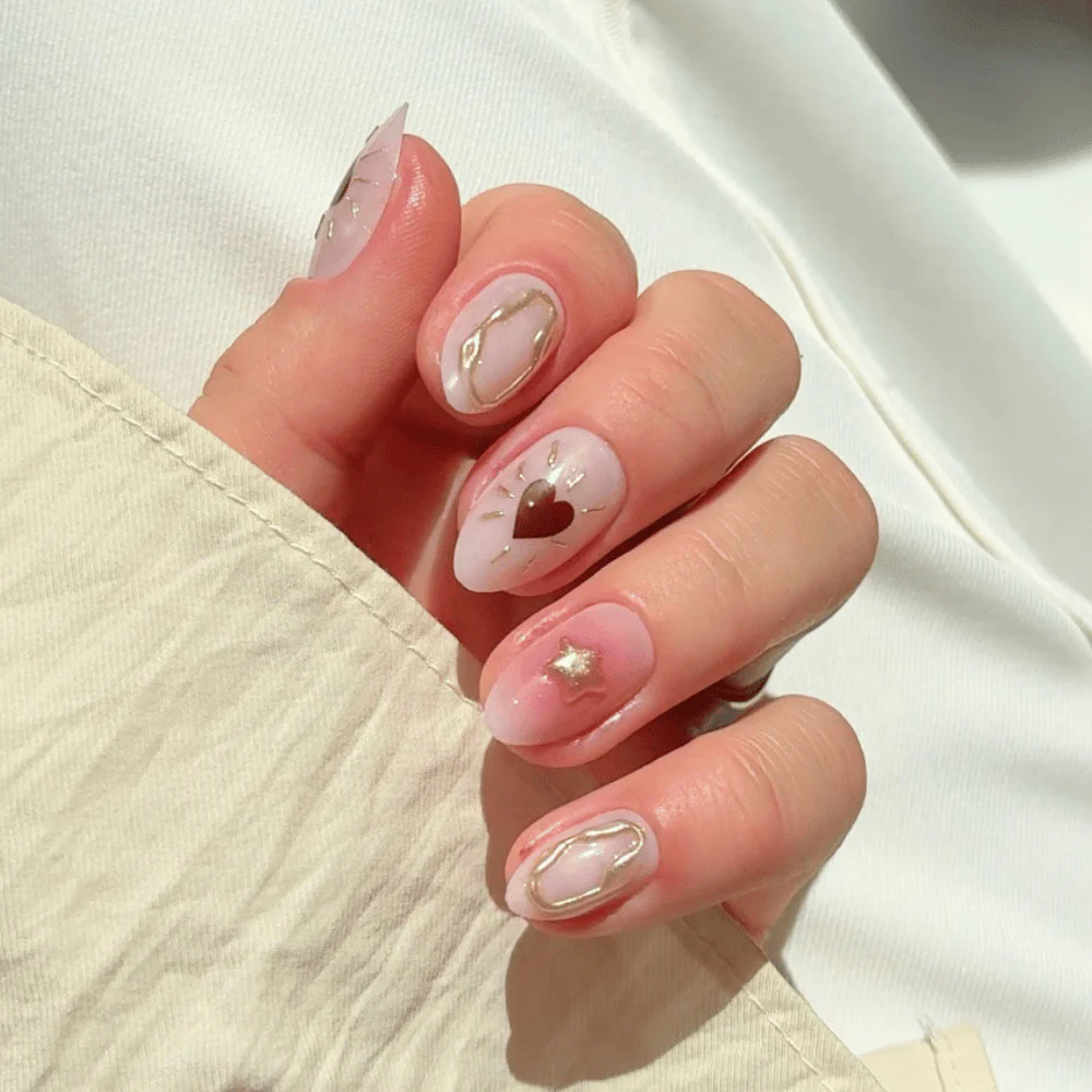 Pure heart Almond 3D NAILDZ Softgel Press On Nails (inkl. Klebesticker & Nagelkleber) (Kopie) - Image 2