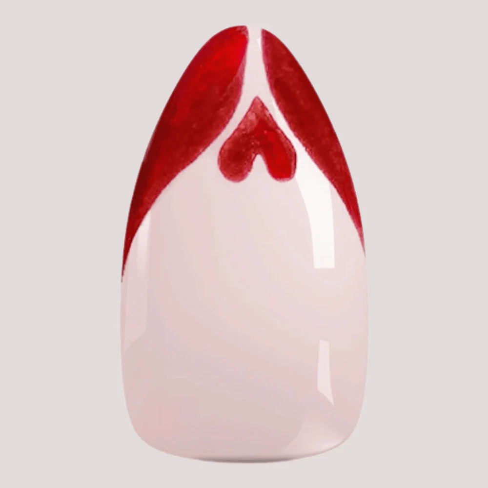 Red promise I Handmade Softgel Press on Nails I Almond L - Image 7