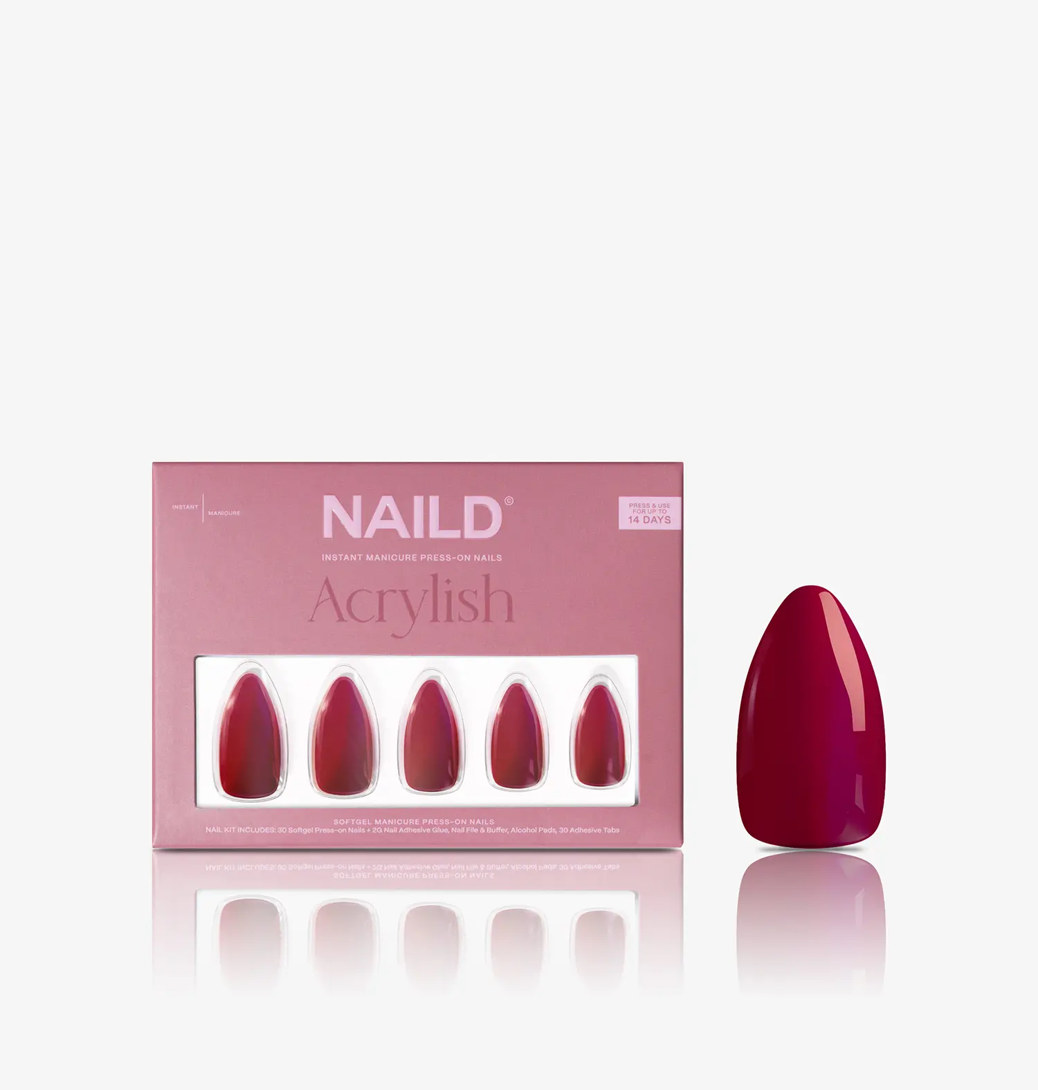 Ruby almond Softgel Press On Nails (inkl. Klebesticker & Nagelkleber) - Image 2